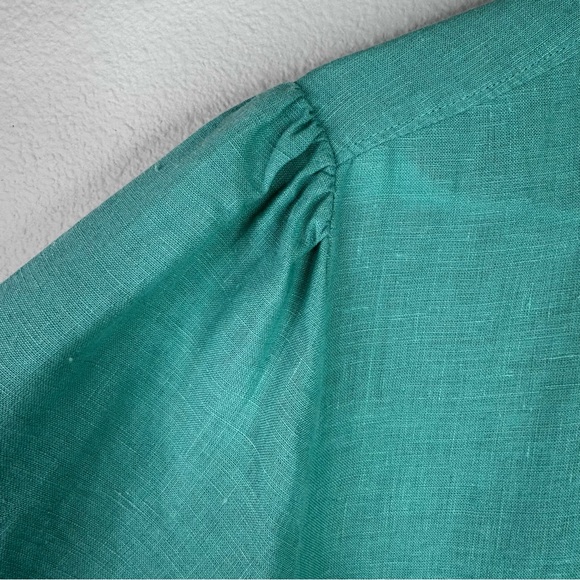 Sundance Aqua Short Sleeve Shirt XL Linen Button Down Teal Womens - Picture 4 of 12
